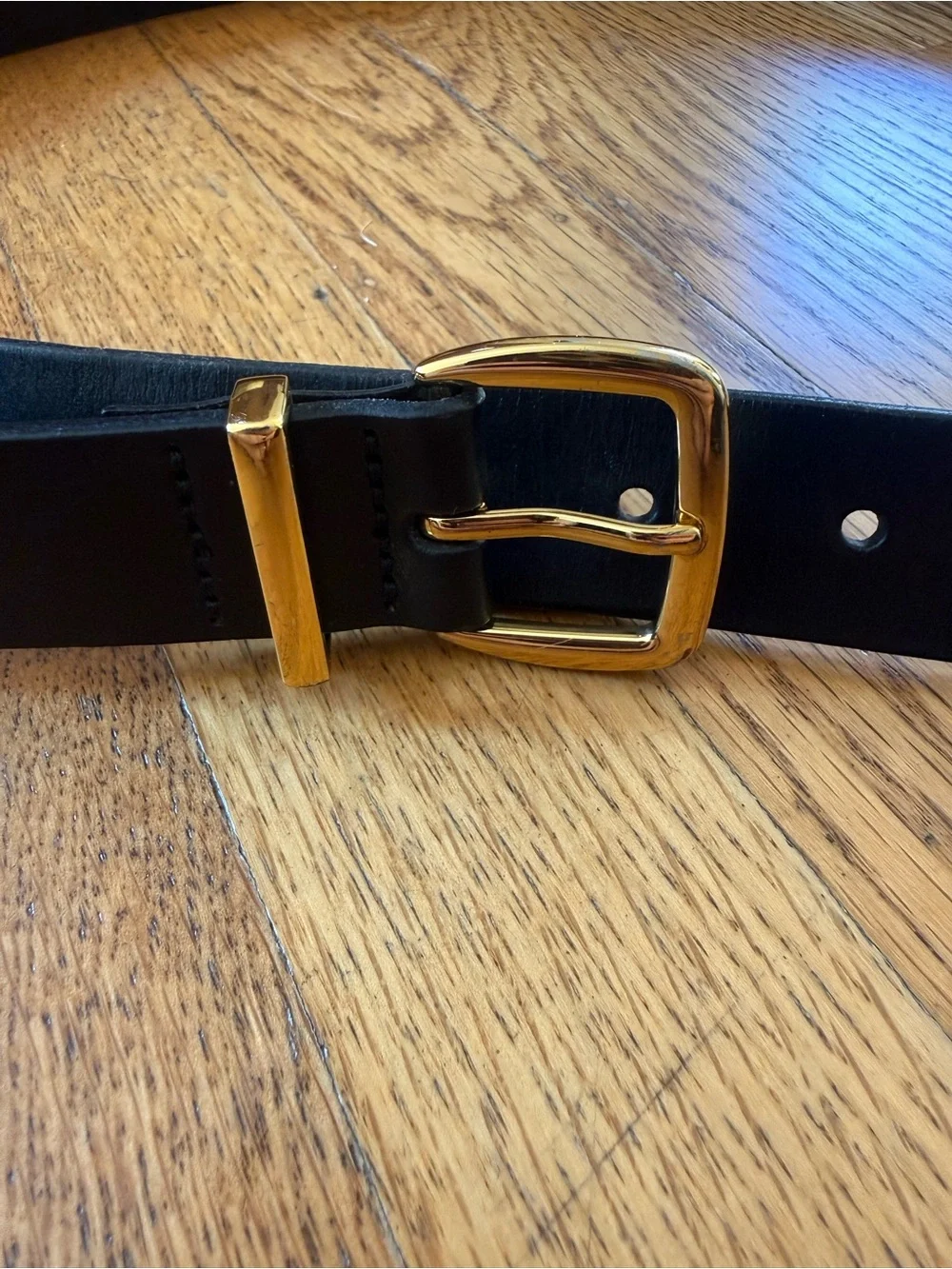 Madewell Women’s The Essential Leather Belt Black with Gold Buckle Size Large